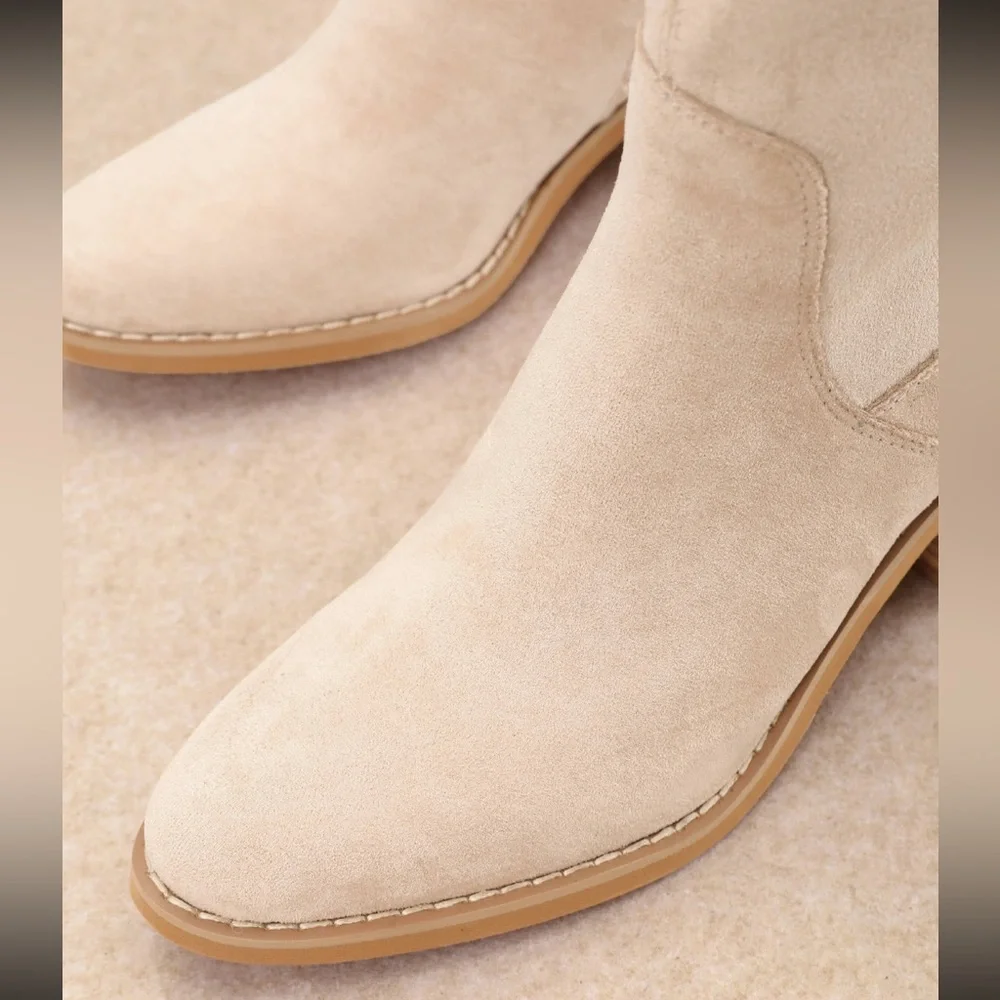 Mi.iM Juno Tall Beige Suede Boots - Picture 7 of 8